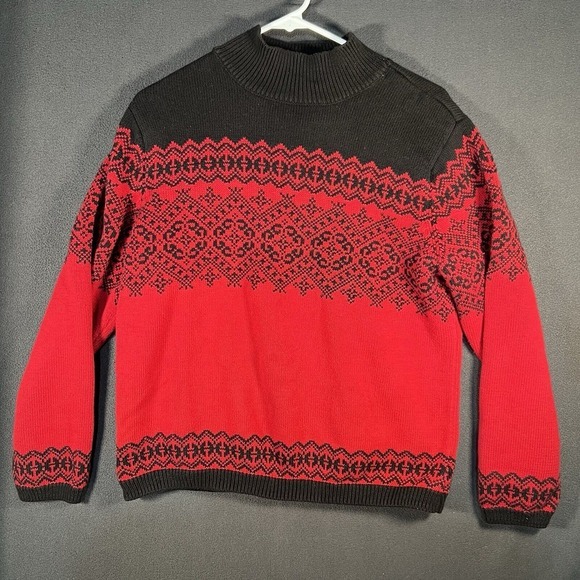 Talbots Sweaters - Vintage Talbots‎ Red And Black Sweater-XL